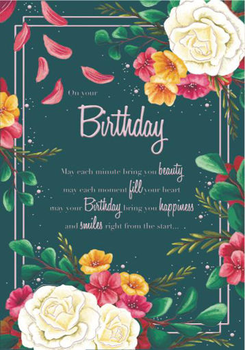 Birthday - Flowers Dark Green