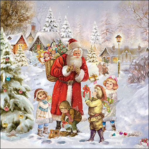 Paper Napkins - Santa Bringing Presents