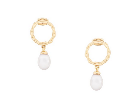 Pearl Circle Earrings Gold