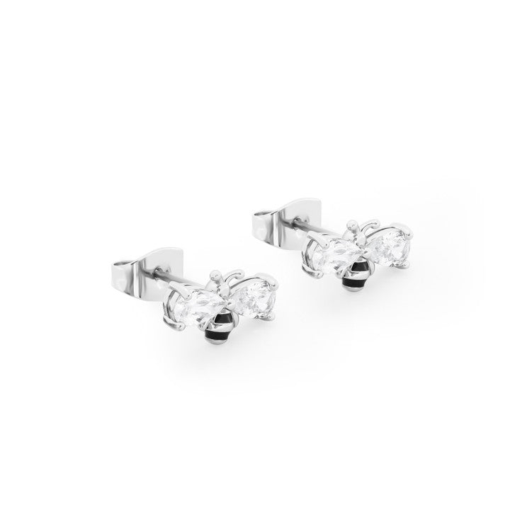Bee Wings Silver Stud Earrings