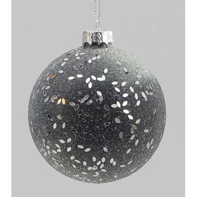 Sugar Bauble Black Silver 80mm