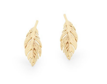 Feather Mini Stud Earrings - Gold