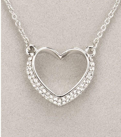 Silver Diamante Heart Necklace