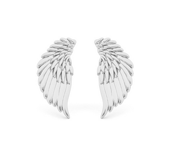 Angel Wings Stud Earrings - Silver