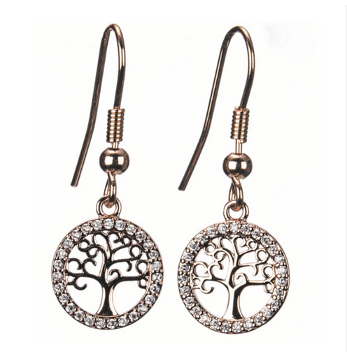 Rose Gold Tree of Life Earrings