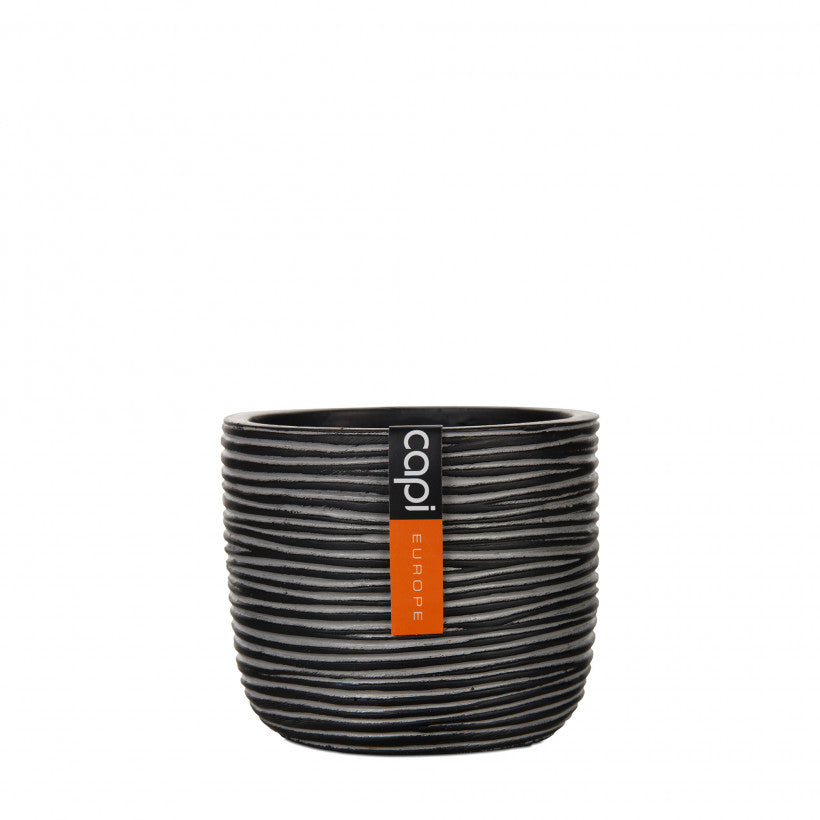 Indoor Nature Rib Egg Planter (Black) - 18cm Dia