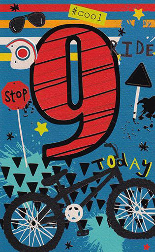 Birthday Card - Age 9 Blue/Red