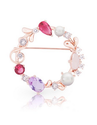 Vintage Wreath Brooch - Rose Gold