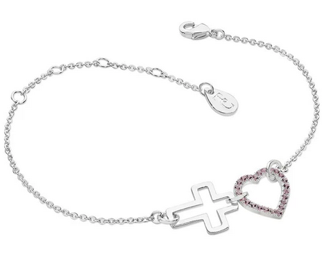 Interlocking Heart & Cross Bracelet