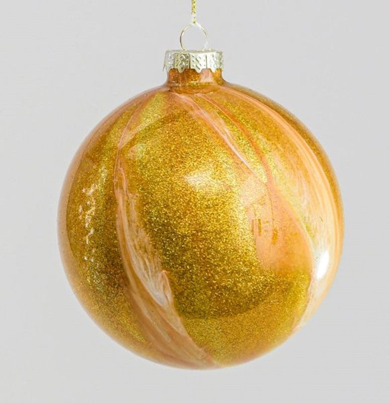 100mm Glass Pattern Bauble Gold