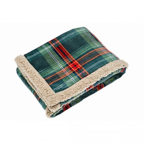 Check Sherpa Throw 130x170cm - Green