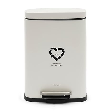 Riviera Maison - Rubbish Bin - Future Proof Recycling Waste Bin - Iron - Colour: White - (W x H) 21.5 x 30 cm