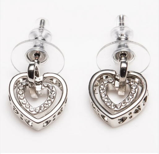 Silver Heart Intertwined Earrings