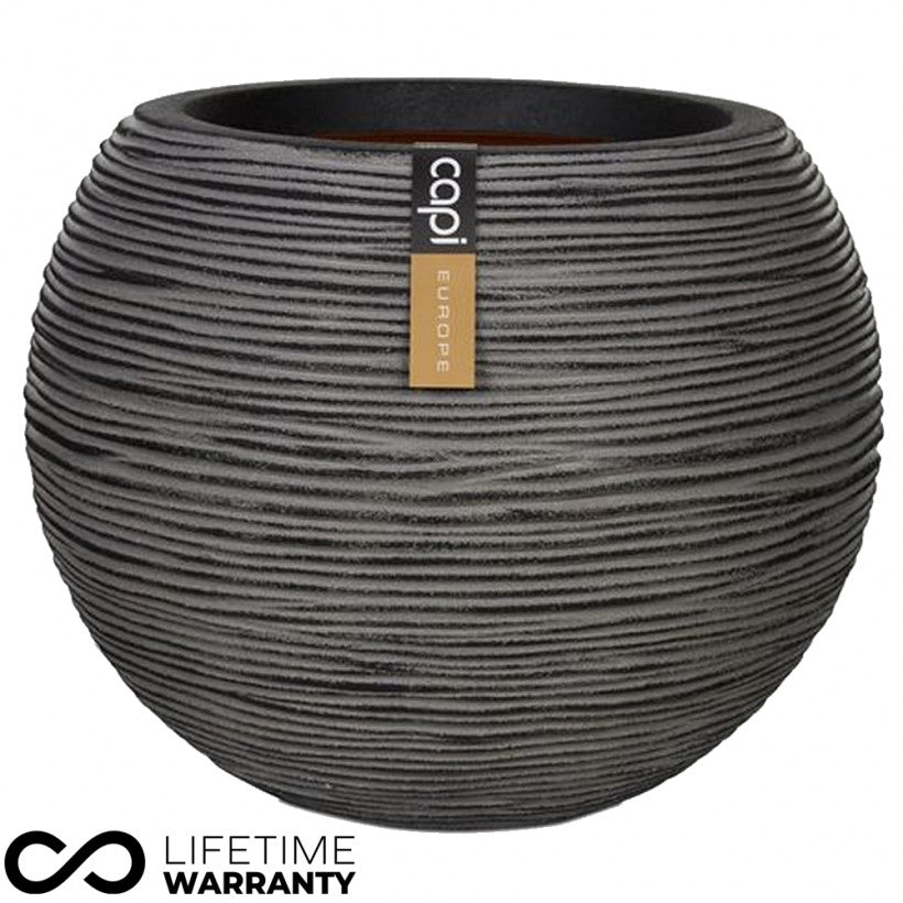 Nature Rib Ball Planter NL (Charcoal) - 40cm Dia