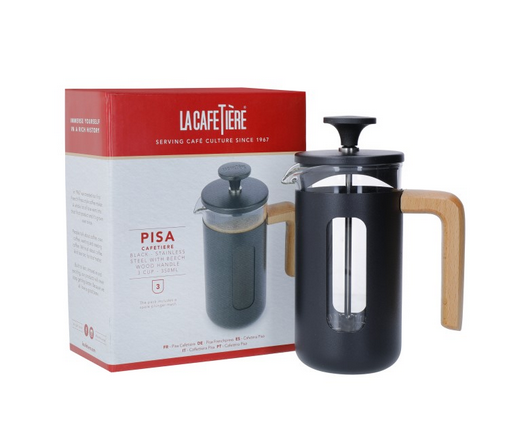Pisa Cafetiere 3 Cup - Black