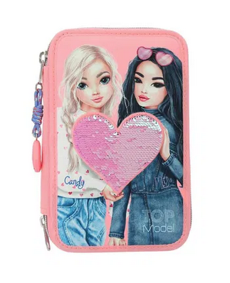 TopModel Triple Pencil Case - Reversible Sequins