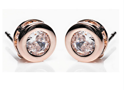 Rose Gold Lge Stone Earrings