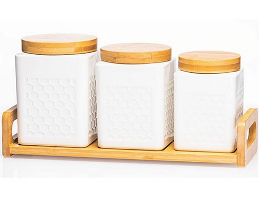 White 3 Piece Canister Set