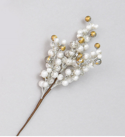 White/Gold Berry Pick 36cm