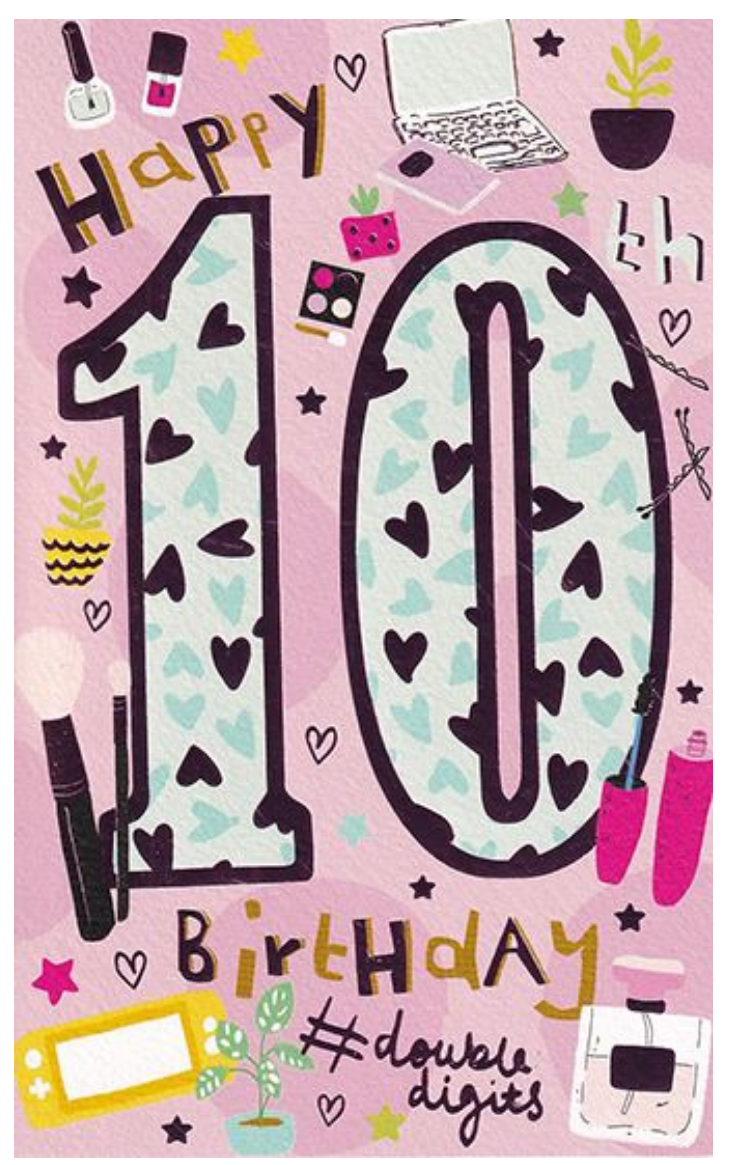 Birthday Card - Age 10 Pink