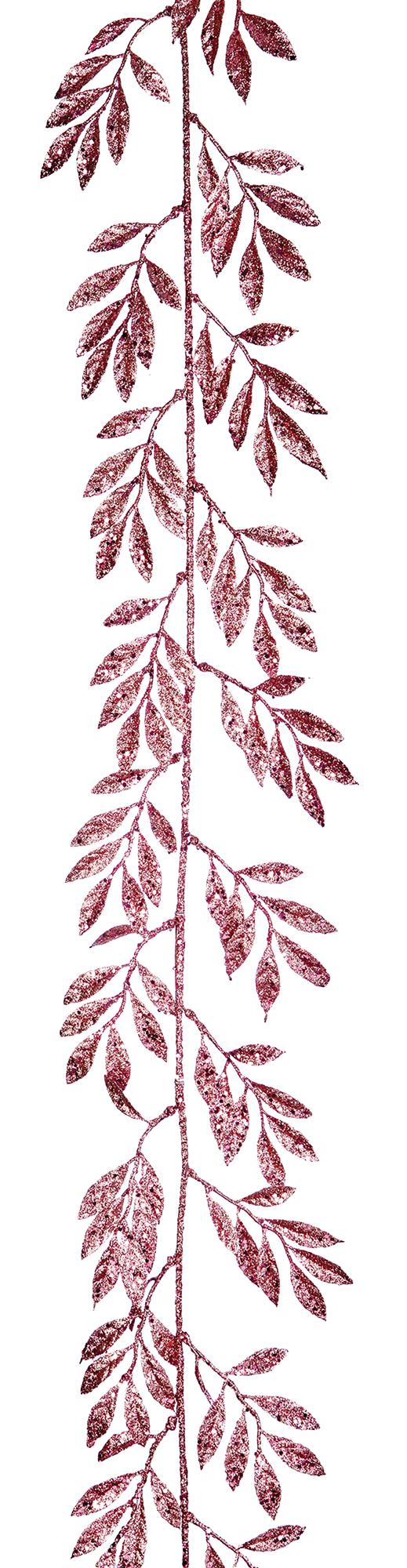 Glitter Leaf Garland 1.8M Pink