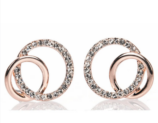 Rose Gold Diamante Loop Earrings