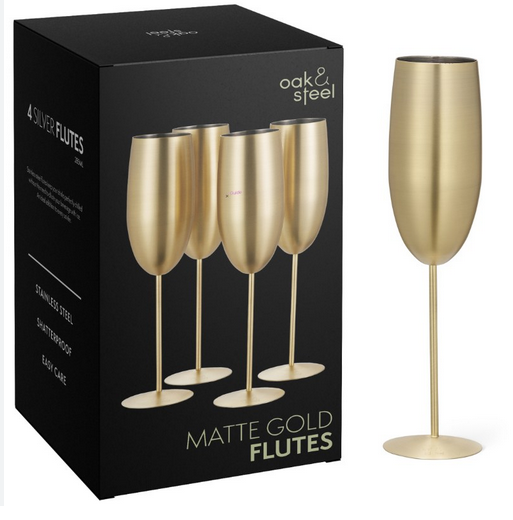 Champagne Flutes Set/4 -Matte  Gold