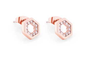 Bee Rose Gold Hexagonal Stud Earrings