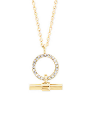 Circle & Bar CZ Set Pendant - Gold