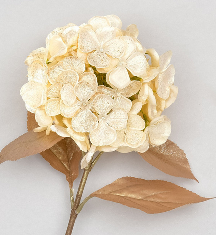 Glitter Hydrangea Spray - Cream 64cm