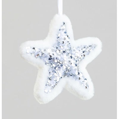 Fabric/Sequin Star Silver/White