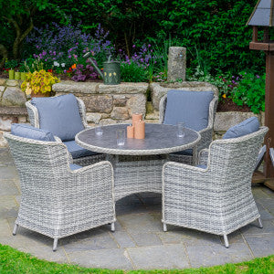 Vienna - 4 Seater Deluxe Dining Set (Light Grey)