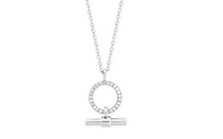 Circle & Bar CZ Set Pendant - Silver
