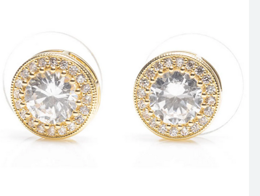Gold Large Stone Diamond Earrings