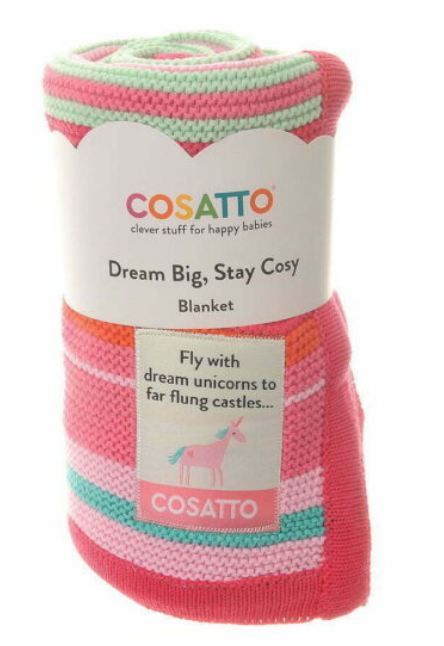 Pink Stripe Knitted Blanket