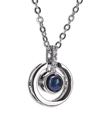 Silver Diamante Blue Stone Necklace