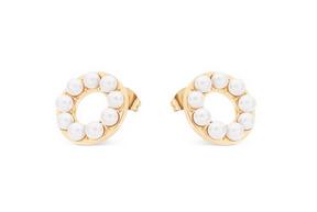 Circle of Pearl Earrings Gold