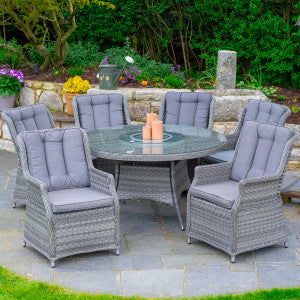 Bali - 6 Seat Set with 135cm Round Table (Grey)