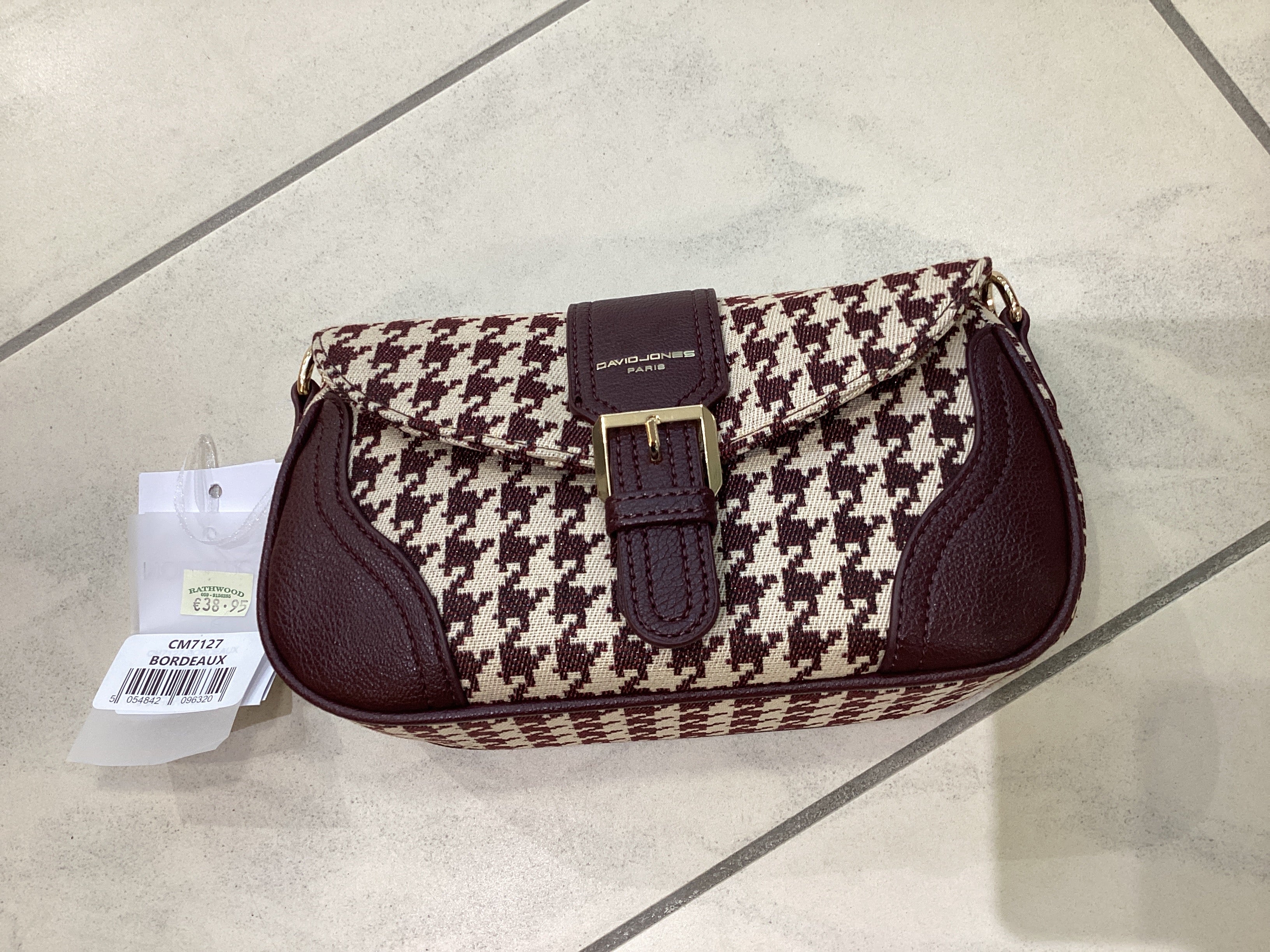 DJ Houndstooth Shoulder Bag - Bordeaux