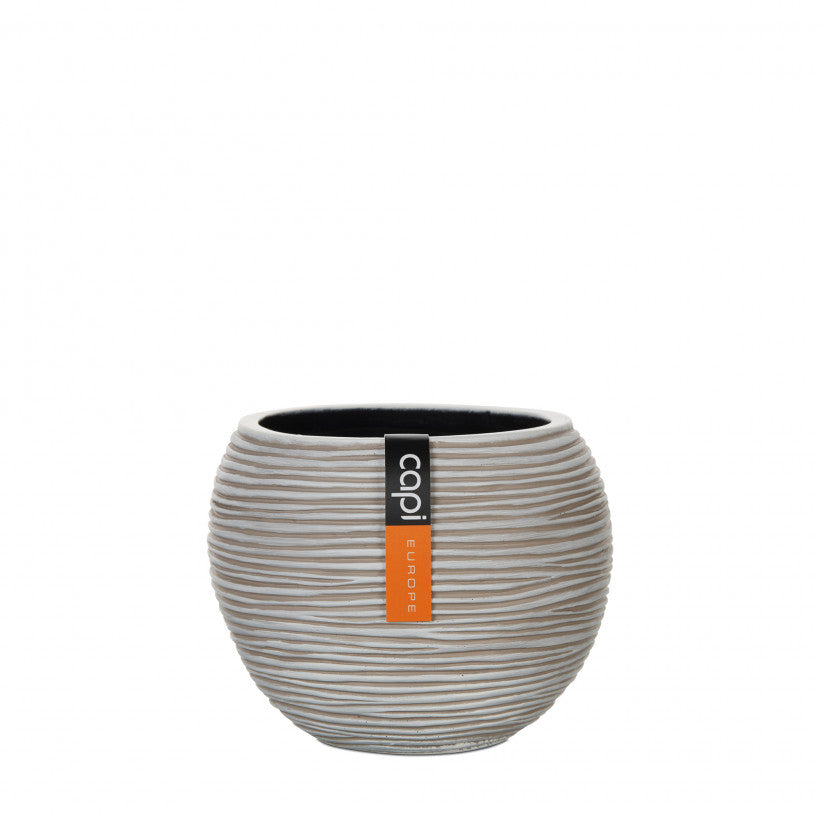Rib Ball Planter Ivory 14cm Dia