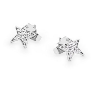 Double Star Earrings Silver