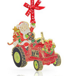 Sparkle Santa Tractor Decoration