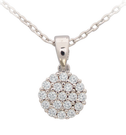 White Simple CZ Disc Drop Pendant