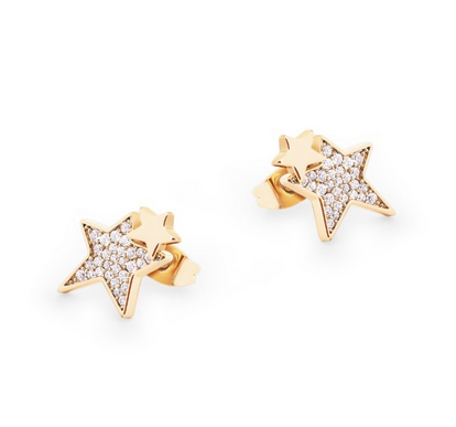 Double Star Earrings Gold