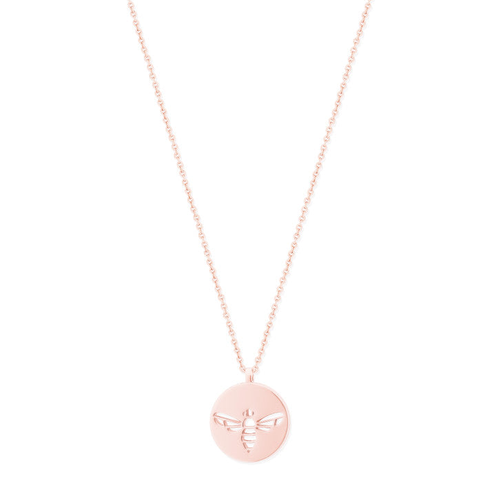 Bee Rose Gold Circle Pendant