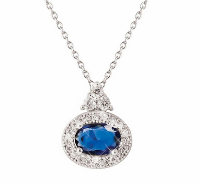 Silver Pendant Oval Sapphire