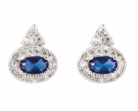 Silver Earrings Oval Sapphire