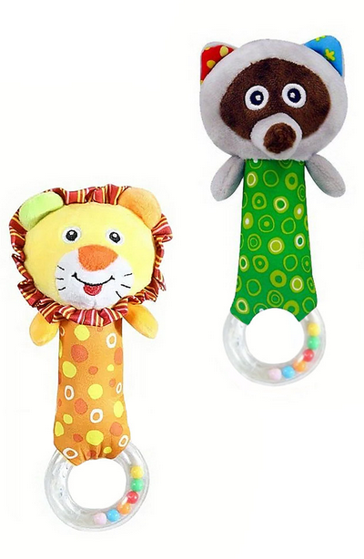 Hand Rattle Toy w/Bead Ring - Asstd