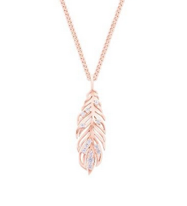 Feather Pendant RG Inset Clear CZ