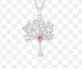 Tree of Life & Pink Heart Pendant